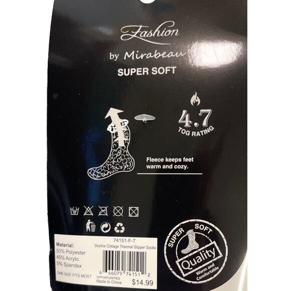 TWO (2) PAIRS MIRABEAU SUPER SOFT THERMAL KNIT SLIPPER SOCKS New - Picture 3 of 5